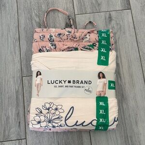 Lucky Brand Pink and Cream Floral Pajama Set